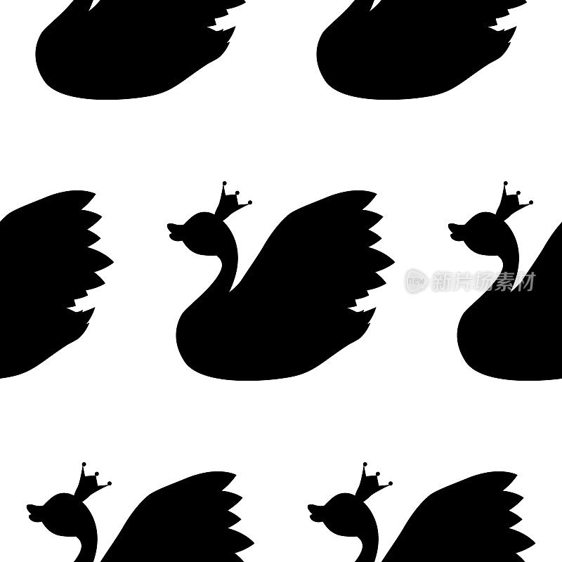 A pattern with a black swan silhouette with a crown
